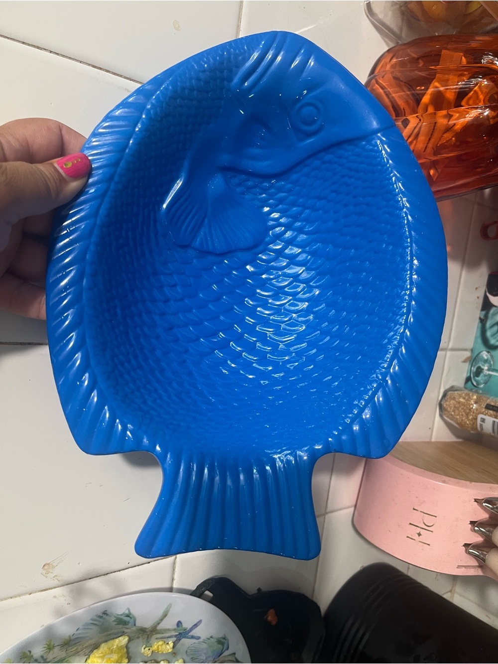 Blue Fish-Shaped Dish